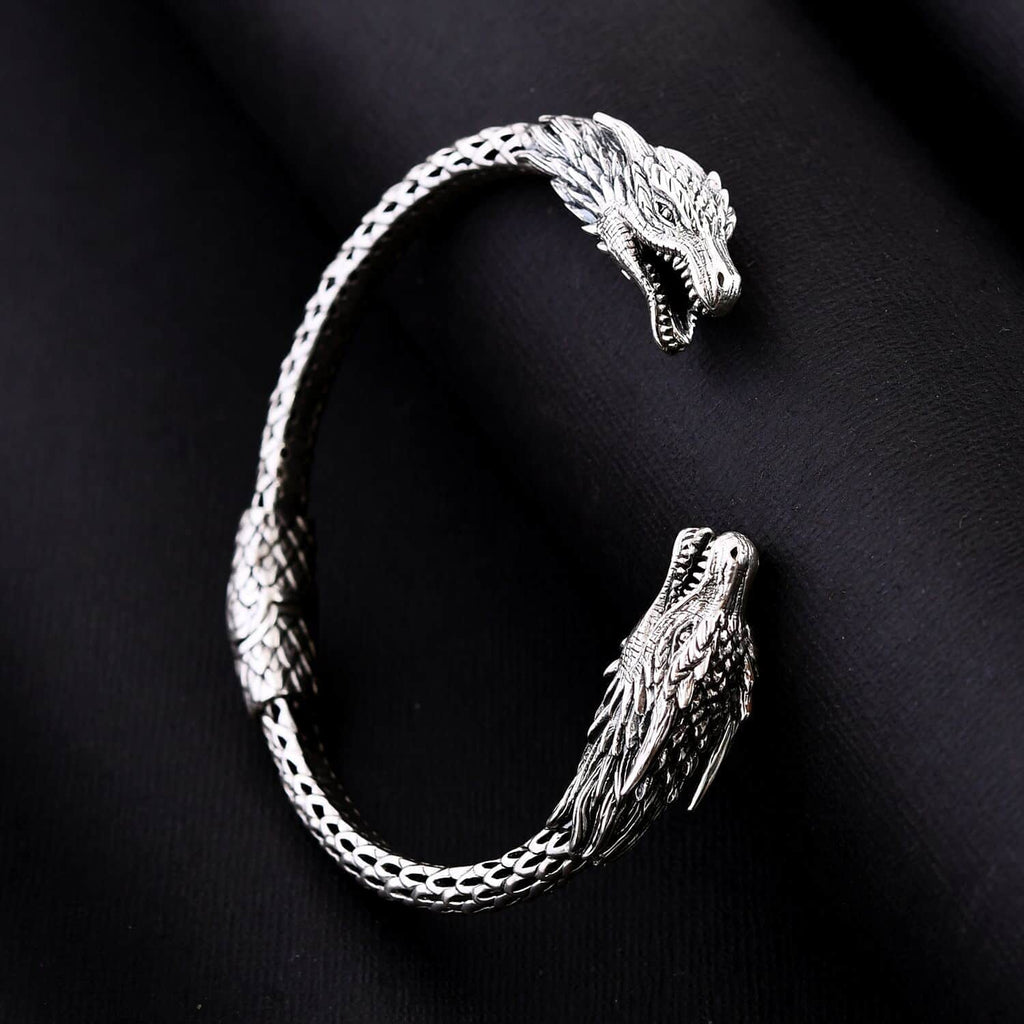 925 Sterling Silver Dragon Cuff Bangle Bracelet for Women E279