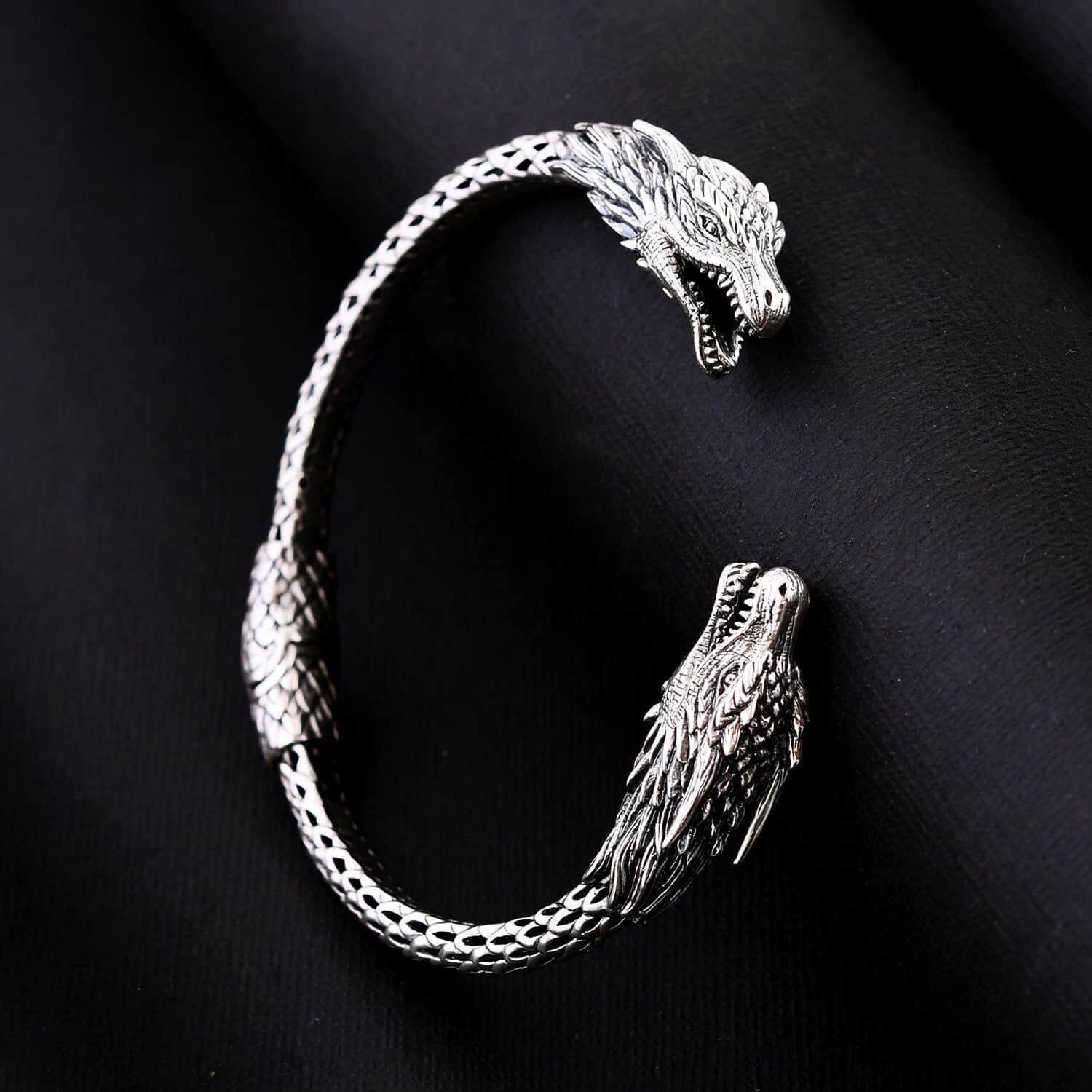 925 Sterling Silver Dragon Cuff Bangle Bracelet for Women E279