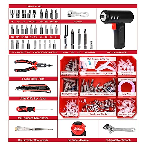 Mini Red Tool Box, Portable 5-Drawer Steel Tool Case with Liner F445