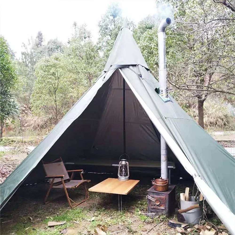 4 Season Waterproof Oxford Teepee Tent With Stove Jack for Camping Hiking B3124