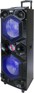 QFX E-1500 Professional Large Bluetooth Speakers | Portable PA Speaker System | Dual 15” Woofers, 1.5” Tweeter, and Party Lights