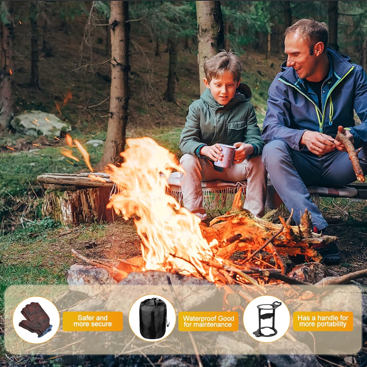 Wood Splitter Firewood Kindling Splitter Manual Log Splitter High-Carbon Steel Stand Chopper Cutter Heavy Duty Wood Splitting Wedge Portable Safely Easily Tools for Fireplace Barbecue Pack of 2 L569
