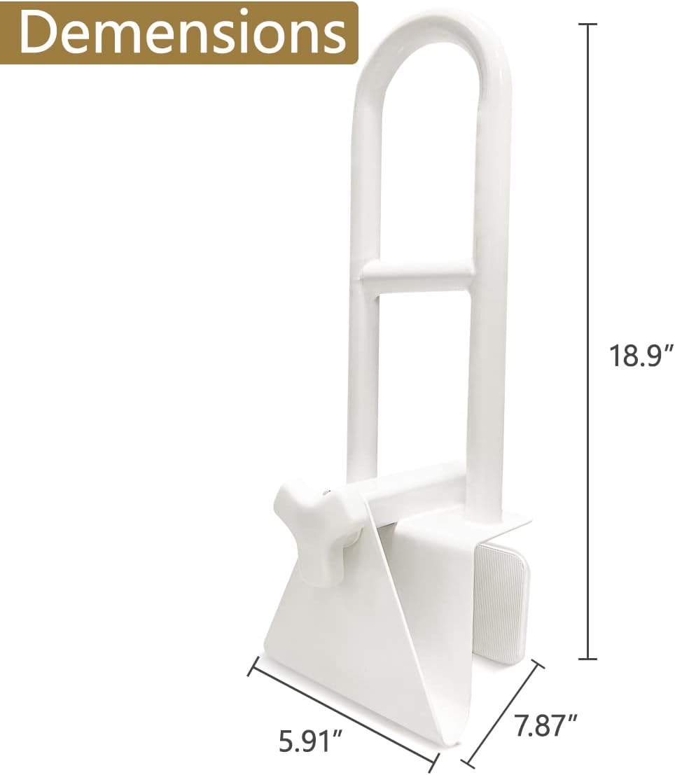 Adjustable Bathtub Safety Rail Shower Grab Bar for Seniors, White, 2-Pack I3047