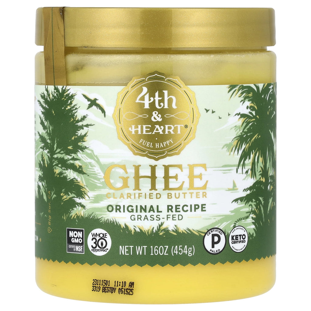 4th & Heart Ghee Clarified Butter, Grass Fed, Original Recipe, 16 oz (454 g)