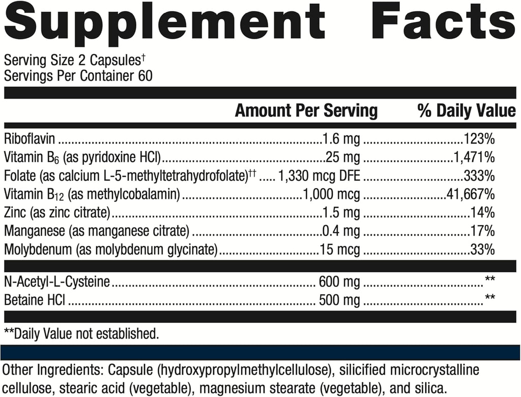 MethylCare 1,330 mcg DFE Folate for Homocysteine Metabolism & Methylation, 120 Count Q7669
