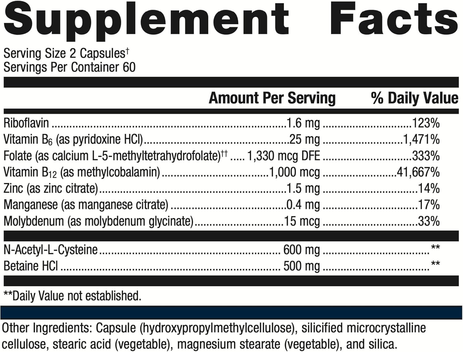 MethylCare 1,330 mcg DFE Folate for Homocysteine Metabolism & Methylation, 120 Count Q7669