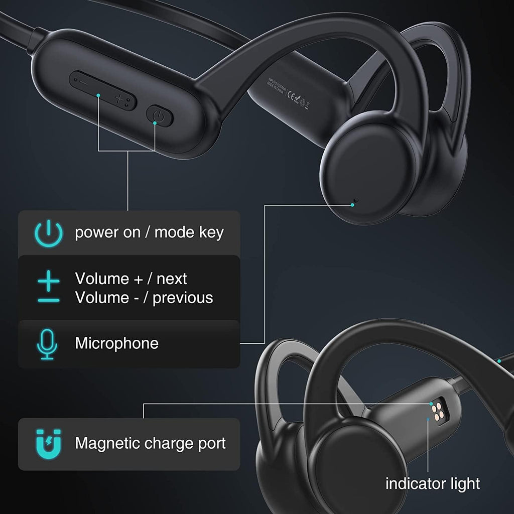 Wireless Bone Conduction Open Ear Sports Headset with Mic, 8G Memory, 2-Pack Q803552