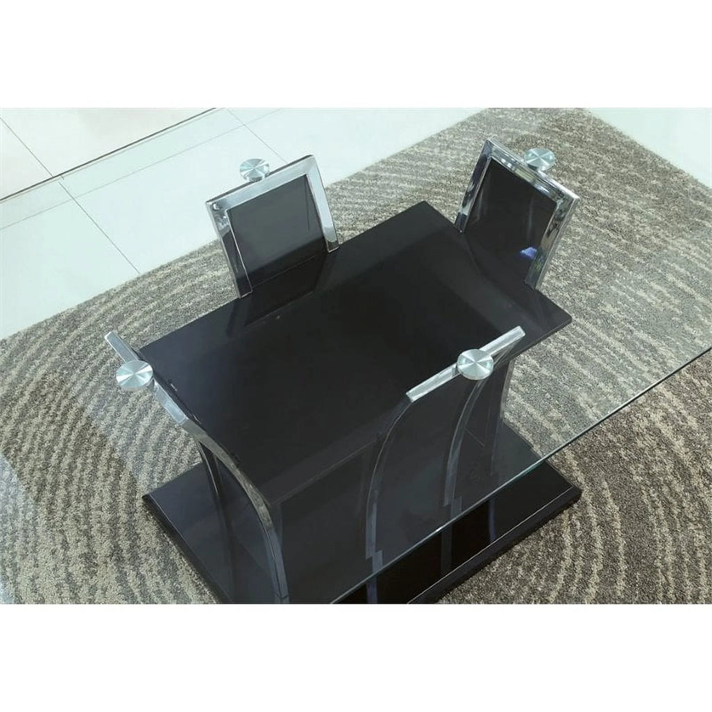 Contemporary Glass Top Dining Table in Black Z7669
