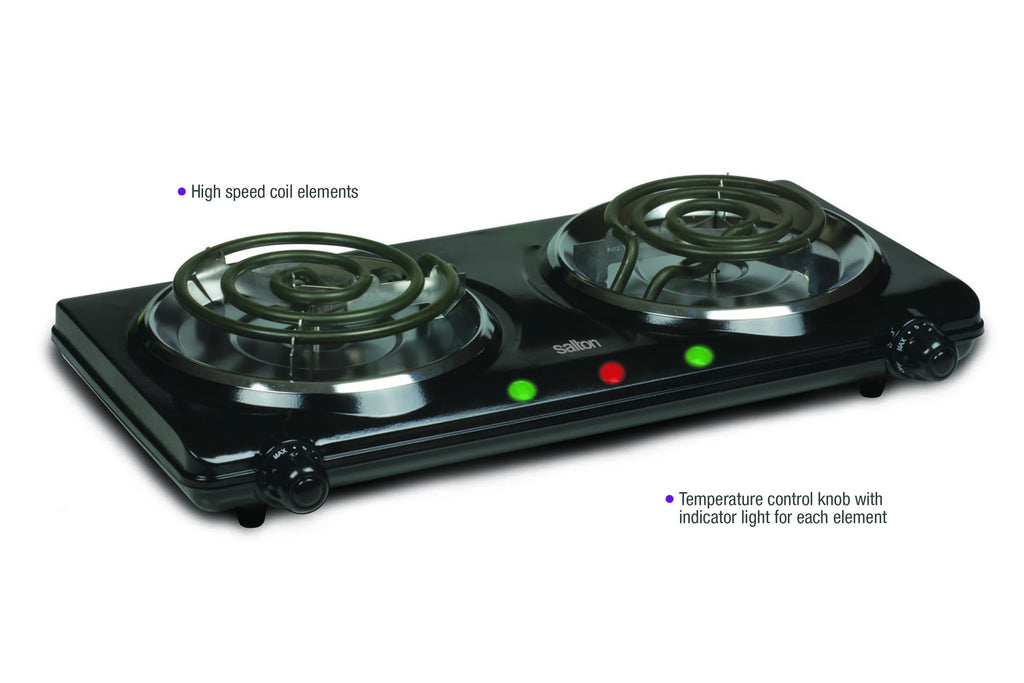 Portable Double Burner Cooktop, Black T5643