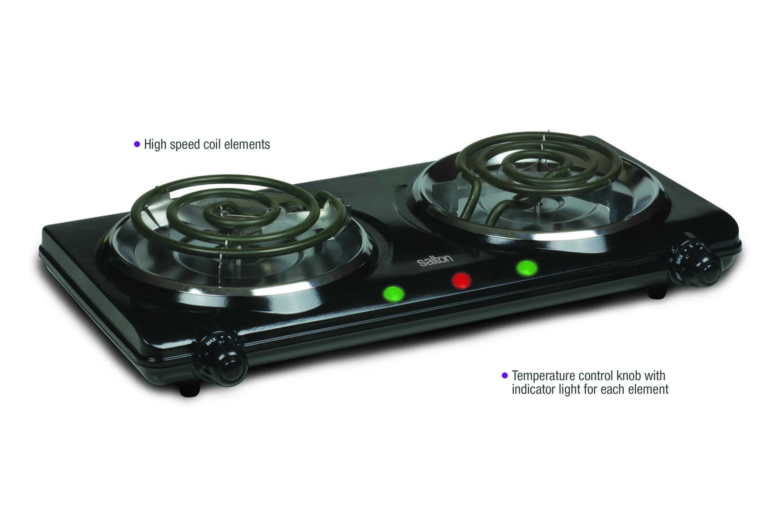 Portable Double Burner Cooktop, Black T5643