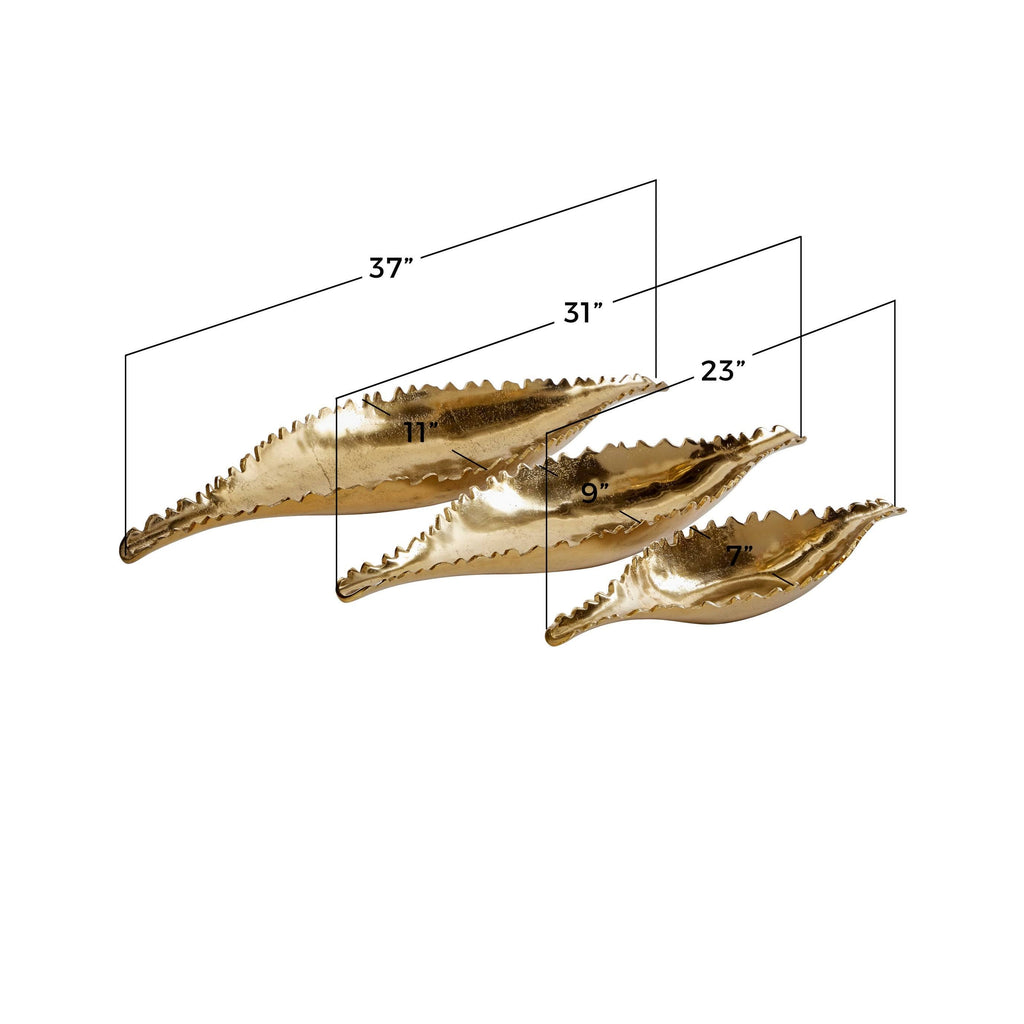 Large Metallic Gold Metal Boat Trays, Set of 3 L941