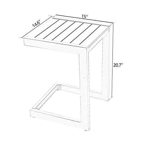 Aluminum Patio Snack Side Table C Shaped Outdoor End Table L2899