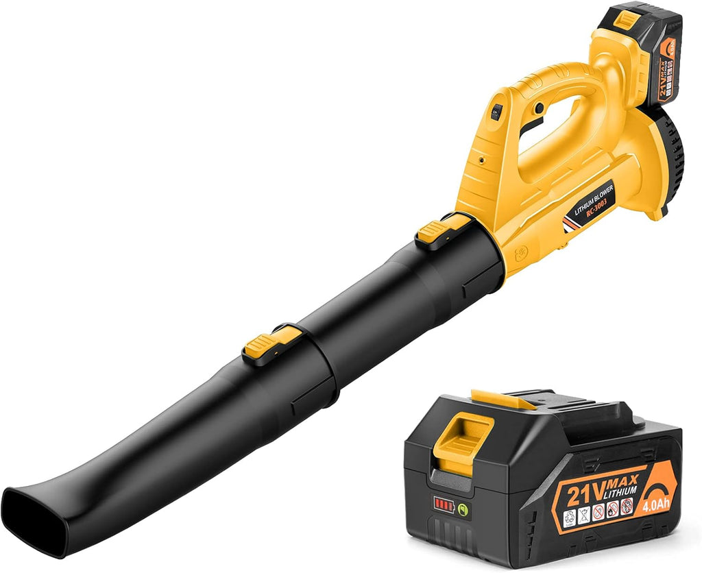 Cordless Leaf Blower - BHY 320 CFM 150 MPH Battery Leaf Blower with 4.0Ah Battery & Charger , 2 Section Tubes, 6-Speed Dial, Electric Leaf Blower for Dust, Snow Debris,Yard, Work Around The House