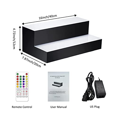 LED Lighted Liquor Bottle Display Shelf, 16-Inch 2-Step with Remote Control V12657