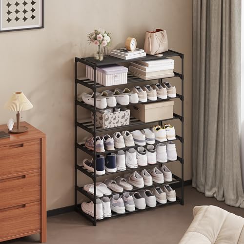 4-Tier Shoe Rack, Tall Large Capacity 20 Pairs, Stackable, Black D19793