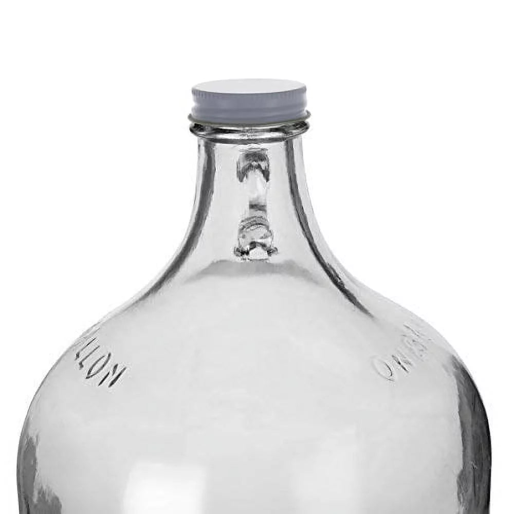 Glass Water Bottle with Metal Screw Cap, 1 gal, 4-Pack C42784