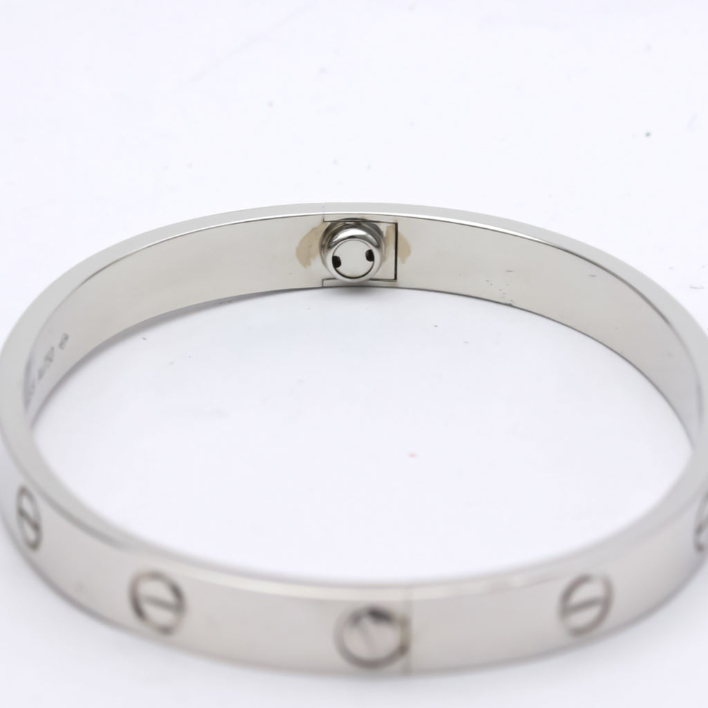 Polished 18K White Gold Love Bracelet Bangle B249