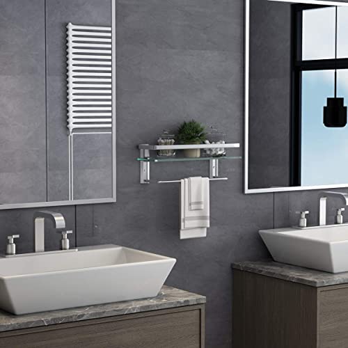 Bathroom Wall Shelf 15.7in Glass Shelves Wall Mount 3 Tier Black Z220686