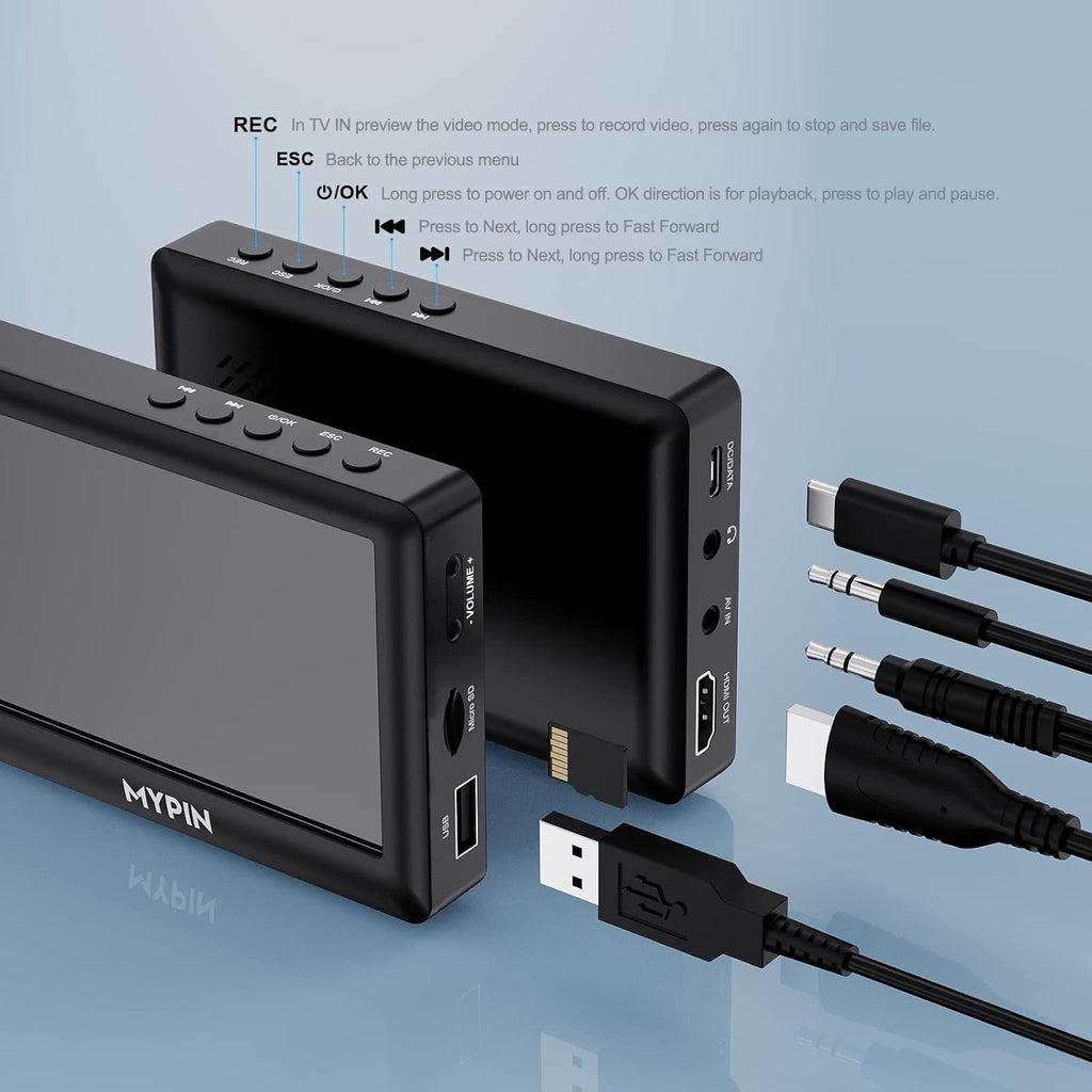 4.3" AV Video Capture Box, Analog to Digital Converter for VHS, HI8, Camcorder S432
