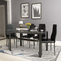 Recaceik Glass Dining Table and 4 PU Leather Chair, Suit 4-6 families, Kitchen Table 29.5" H