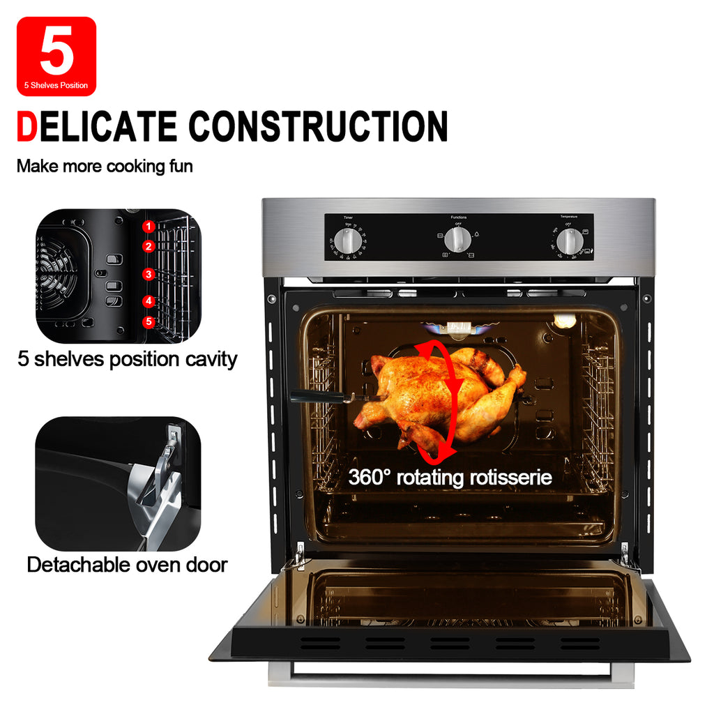 24" Built-in Natural Gas Oven with Convection and Rotisserie, Stainless Steel C72648