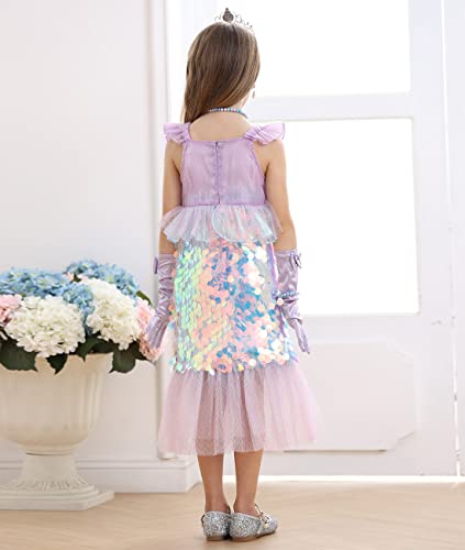 Mermaid Princess Sequins Party Dress for Toddler Girls Halloween Costume H4702