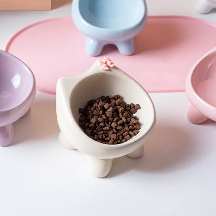 Ceramic Pet Bowl for Dogs & Cats with Silicone Placemat W908