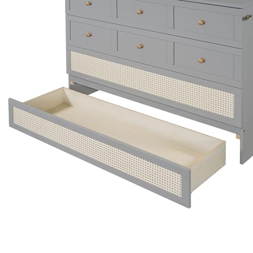 Queen Murphy Bed with Large Drawer, Foldable Wooden Bedframe R46368