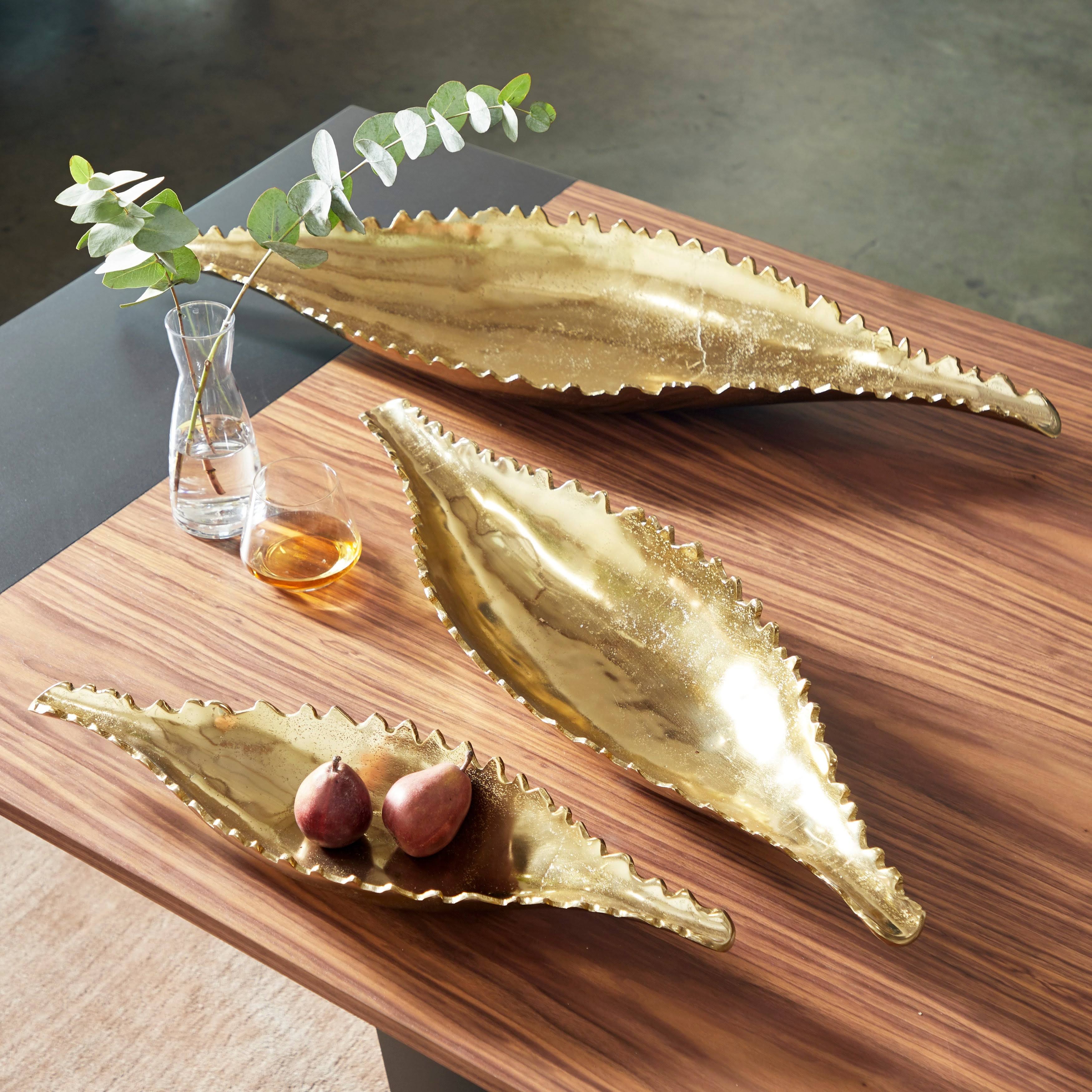 Large Metallic Gold Metal Boat Trays, Set of 3 L941