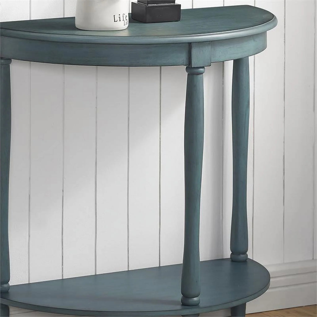 Transitional Wood 1-Shelf Console Table in Antique Green Z68110