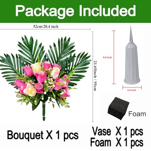 Artificial Flower Saddle for Cemetery Grave Decorations, White-Purple Lilies and Roses X82395
