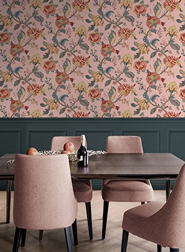 Victorian Jade Floral Prepasted Wallpaper D917696