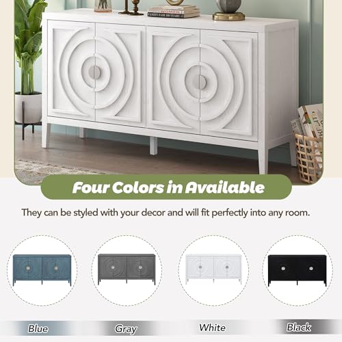 Retro 4-Door Sideboard Cabinet with Adjustable Shelves G201