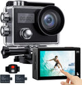 4K Action Camera, 20MP WiFi Waterproof Camera, EIS Touch Screen Sports Camera, PC Webcam, 170° Wide Angle 131FT Underwater Camcorder with Remote Control, 2 Batteries and Accessories