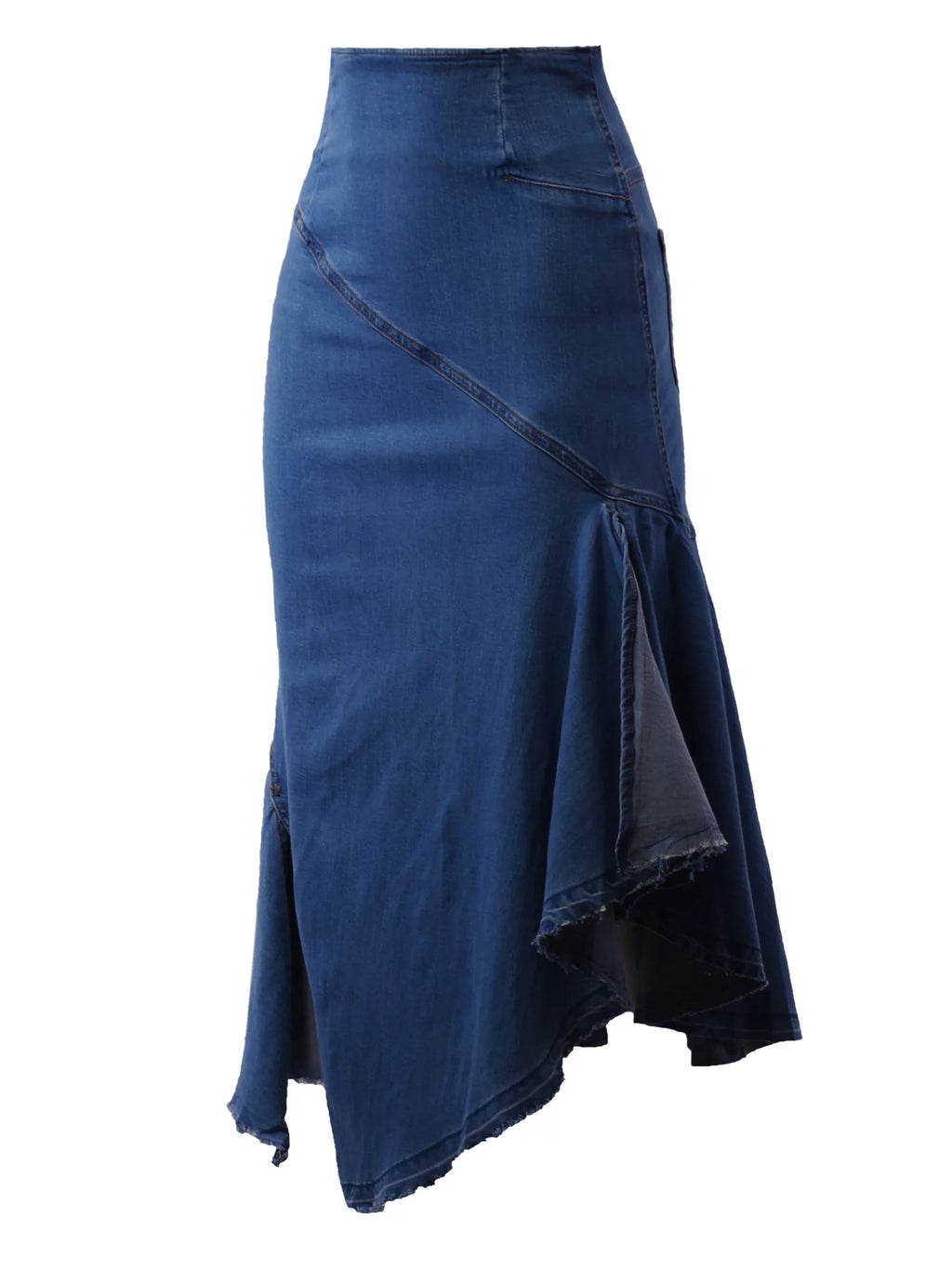 Women's High Waist Denim Jean Long Skirt Dark Wash X32196