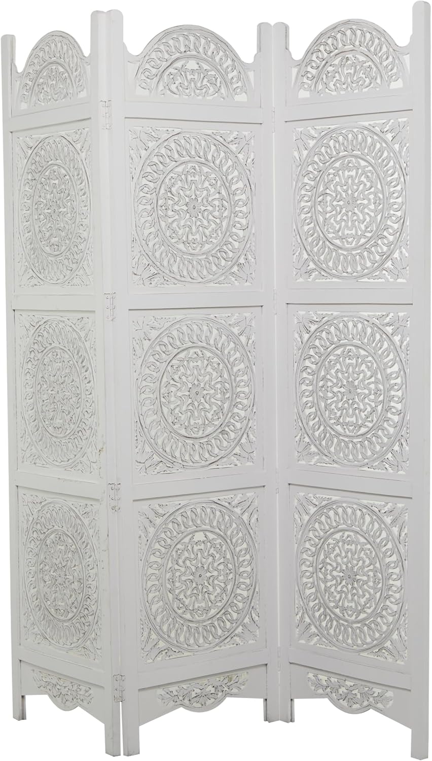 Wood Floral Handmade Partition Room Divider Screen 3 Panel Foldable Privacy Screen E299680