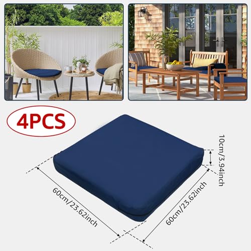 Outdoor Patio Cushion Covers Replacement, 23.6x23.6x3.9 Navy Blue W2792