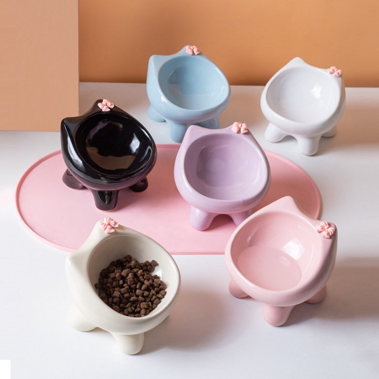 Ceramic Pet Bowl for Dogs & Cats with Silicone Placemat W908
