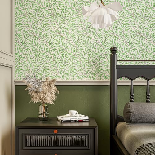 Sage Green Leaf Wallpaper Peel and Stick Boho Floral Contact Paper V711