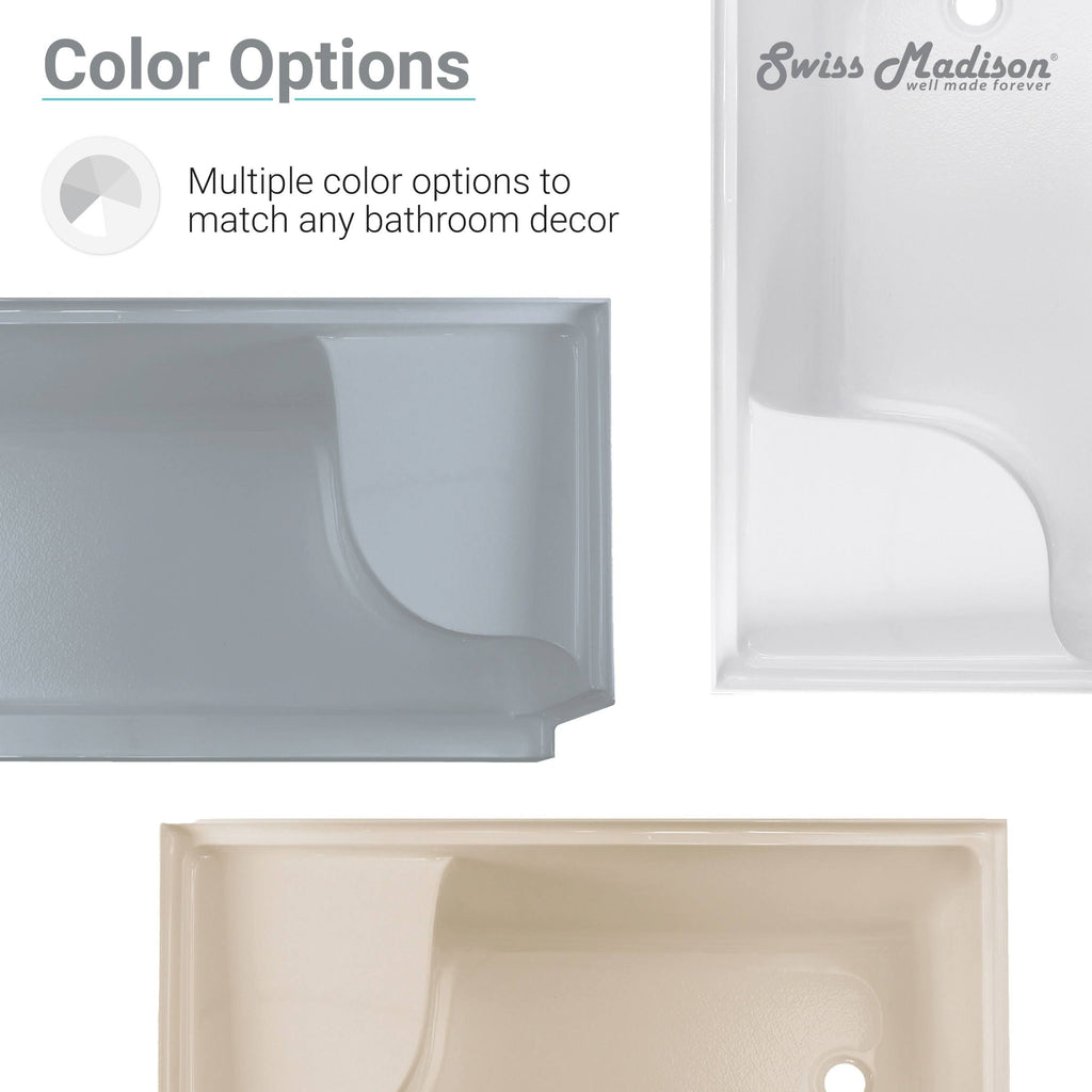 60 x 32 Single Threshold Shower Base with Left Hand Drain and Integral Right Hand Seat X91962