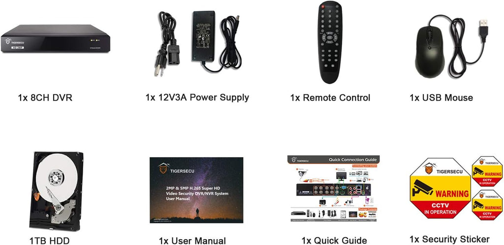 8-Channel 4-in-1 DVR Security Recorder with 1TB Hard Drive W92343