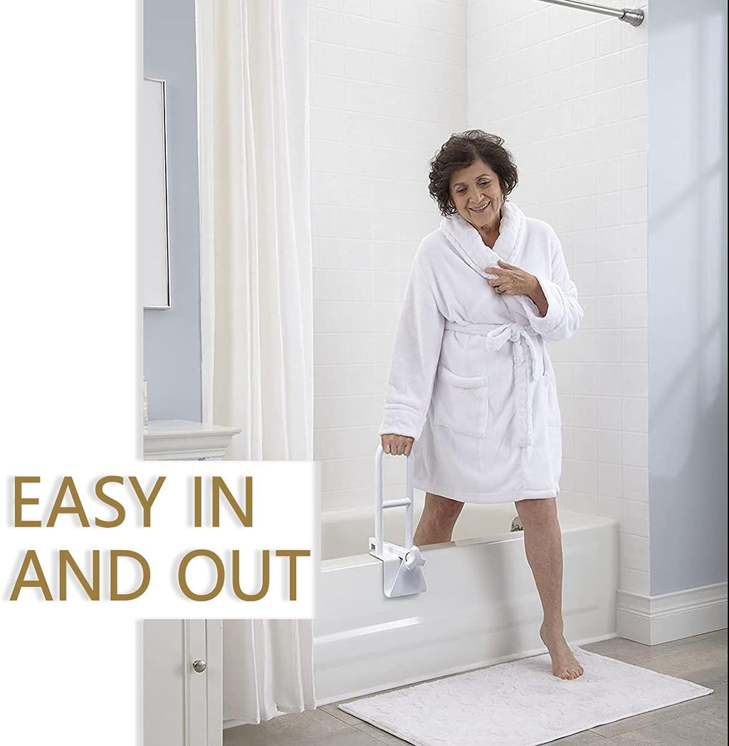 Adjustable Bathtub Safety Rail Shower Grab Bar for Seniors, White, 2-Pack I3047