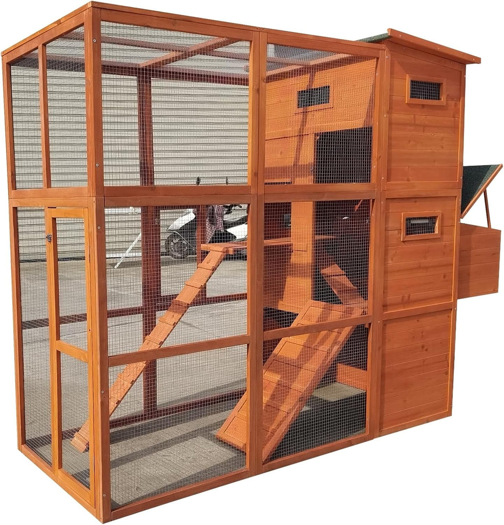 Large Backyard Wood Chicken Coop with Nesting Box & Run J685