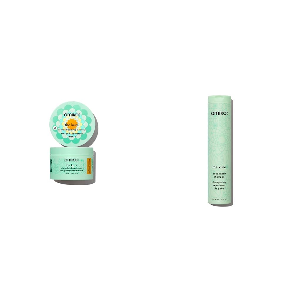 amika the kure intense bond repair mask, 250ml (Packaging May Vary) & the kure bond repair shampoo, 275ml