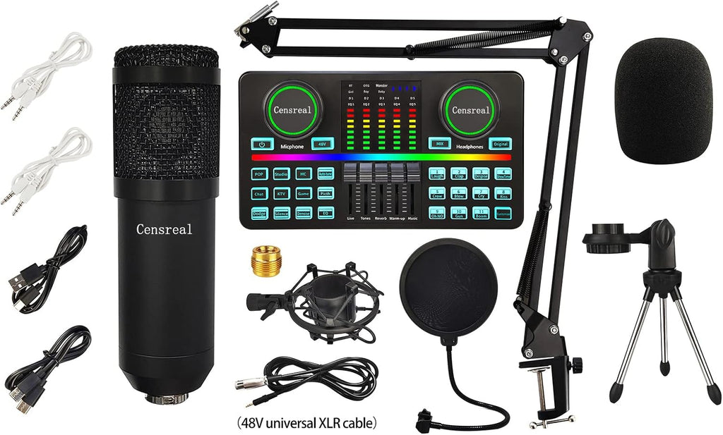 Podcast Equipment Bundle with Condenser Microphone for Live Streaming V420