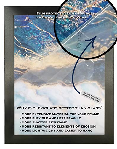 28x20 Inch Flat Black MDF Picture Frame with Acrylic Plexiglass D24170