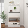 White Shoe Cabinet, Shoe Organizer Cabinet with Hanger, Slim Hidden Shoe Rack Cabinet, Freestanding Shoe Storage Cabinet with 3 Flip Drawers & 2 Sliding Drawers for Entryway, Hallway