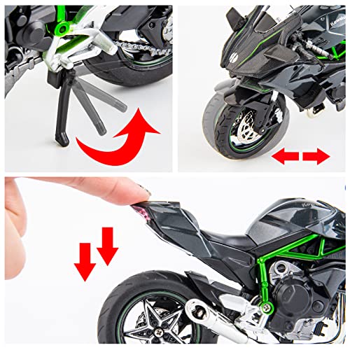 1:12 Kawasaki Ninja H2R Motorcycle Diecast Model with Suspension E7599