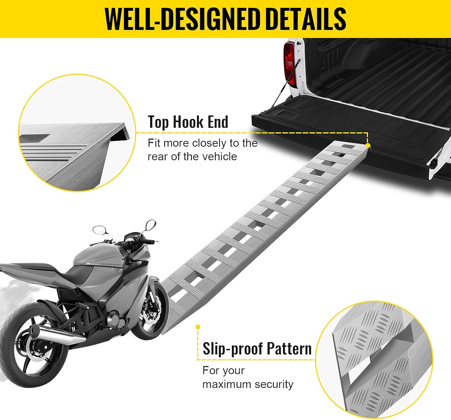 84x14 Inch Aluminum Ramps for Car Trailer Truck ATV, 6000LBS Capacity, 1 Pair F764120