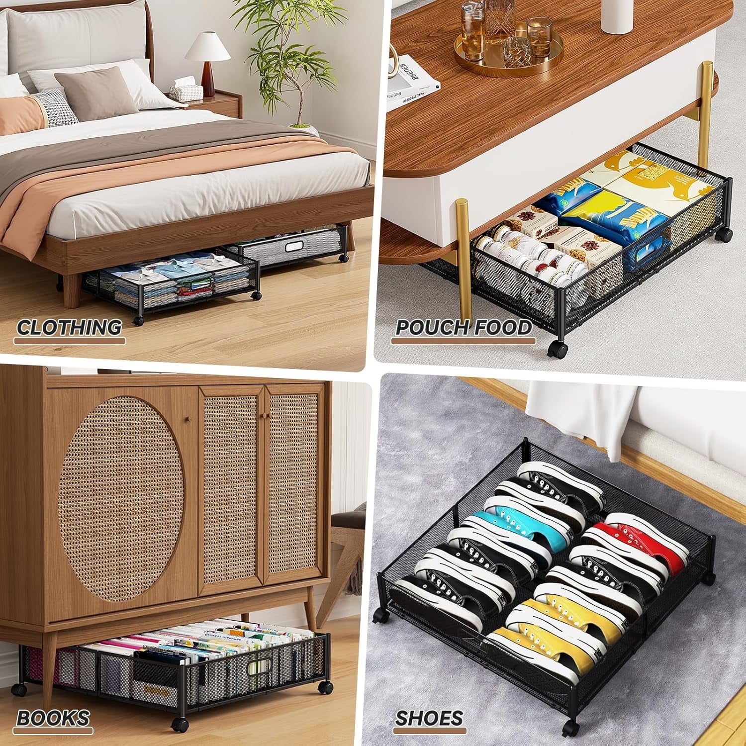 Under Bed Storage Containers with Wheels, 2-Pack B1329